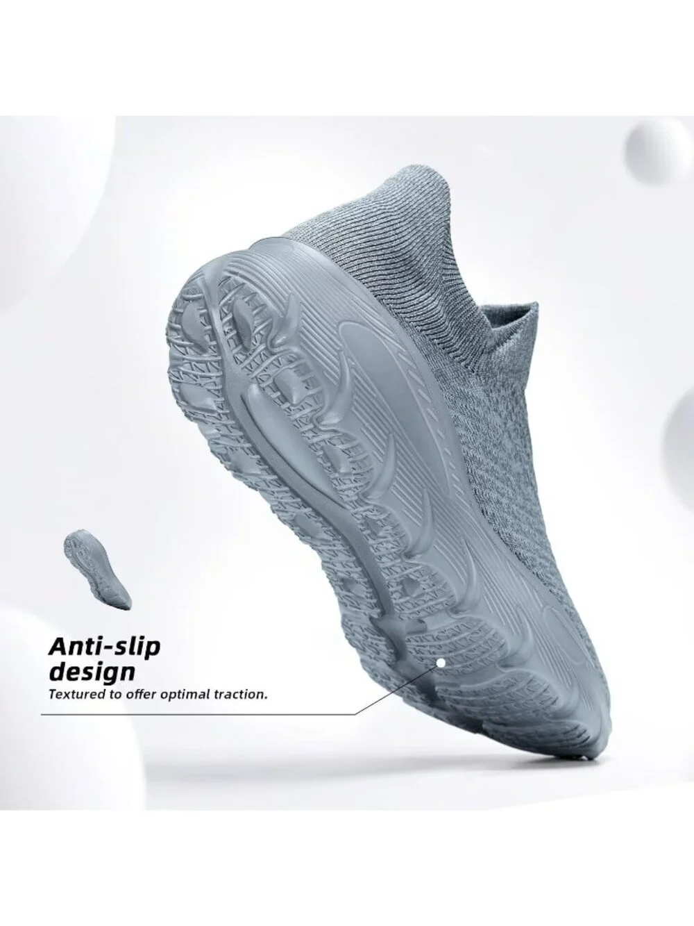 Men's Grey Slip On Walking Shoes Running Comfortable Tennis Breathable Sneakers